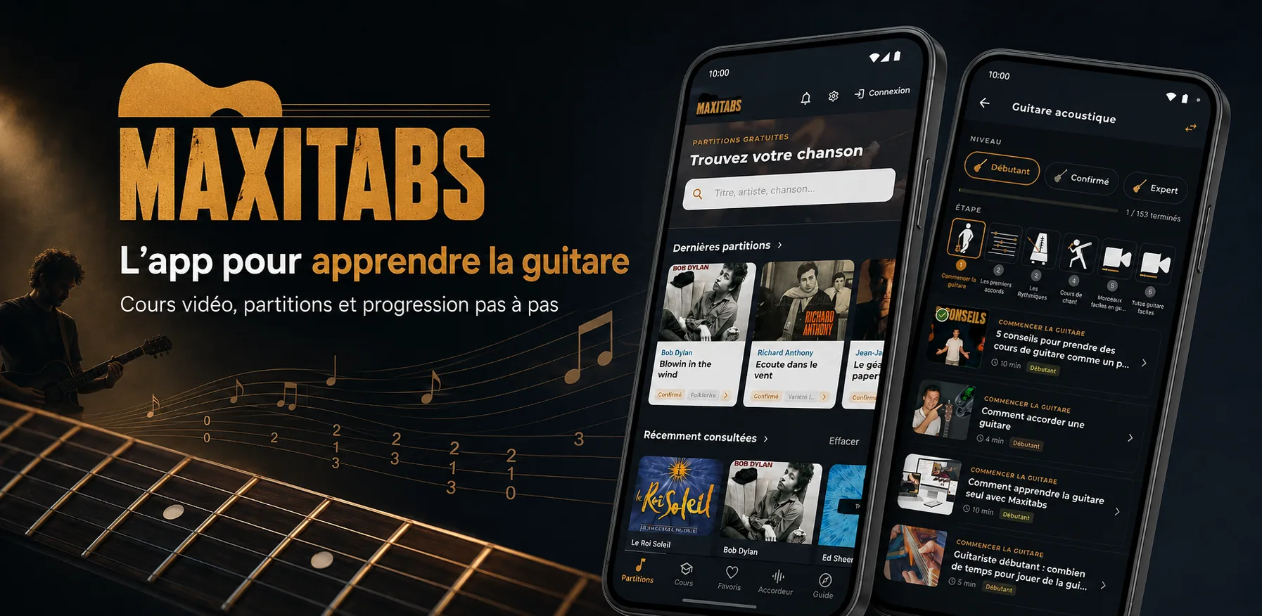 L'application Maxitabs sur smartphone